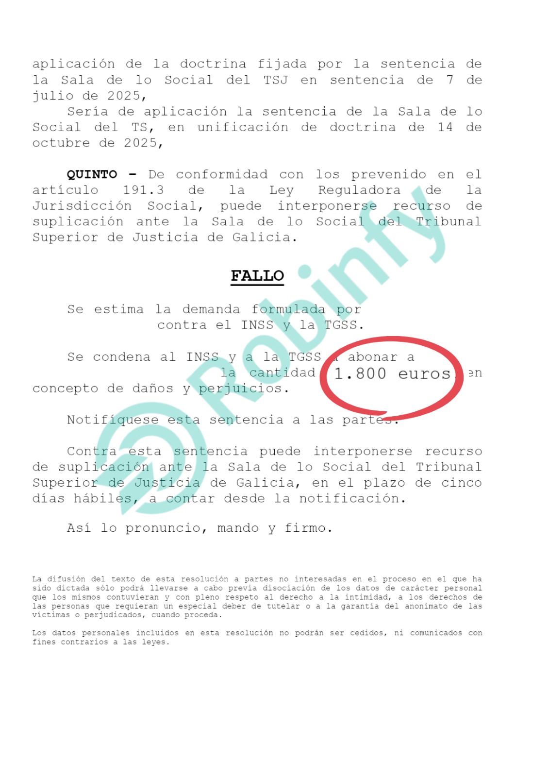 Robinfy logra una resolución pionera sobre la indemnización extra de 1.800 euros en el complemento de brecha de género